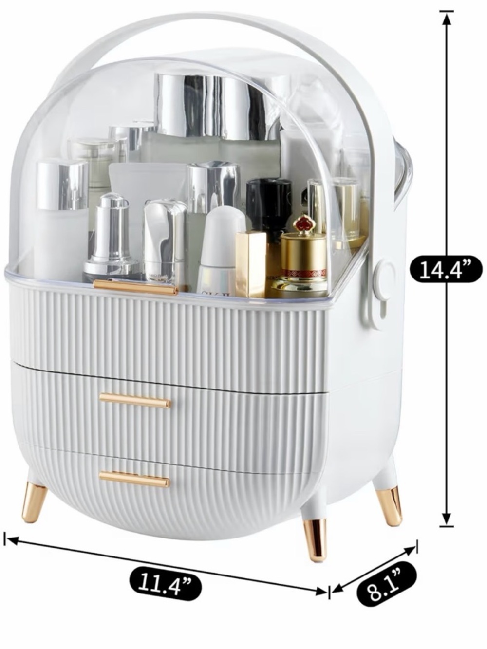 π CANITORON Makeup Organizer, with 2 Drawers and Transparent Cover Display Case - Picture 9 of 12